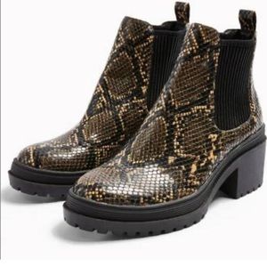 Topshop Snake Skin Ankle Booties